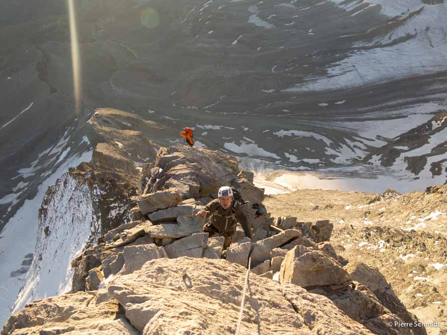 Sun rise on Hornli ridge, Matterhorn ascent